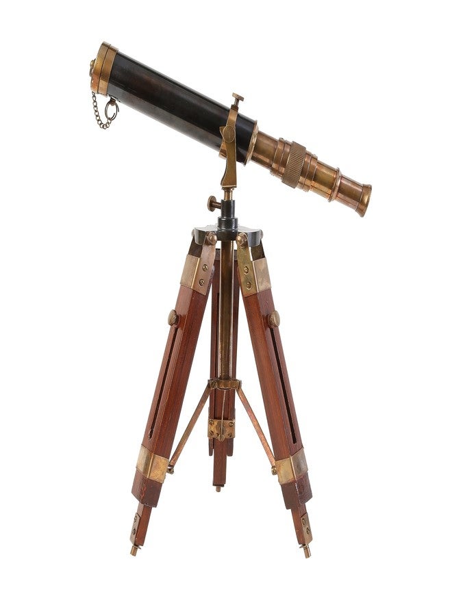 OCEAN REPLICAS Vintage 9-Inch Brass Telescope with Wooden Stand - Antique Nautical Marine Decor & Functional Collectible Gift - Image 5